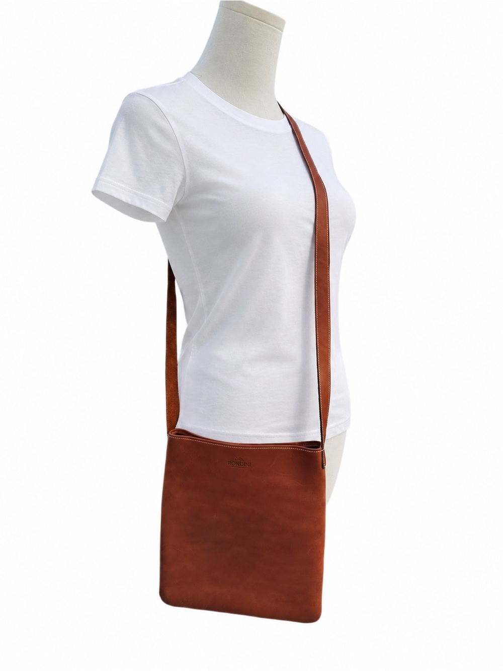 Rondini Saint-Tropez Cognac Leather Crossbody Shoulder Bag